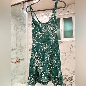 Reformation Tempest Dress in Lake Green White Floral Mini Square